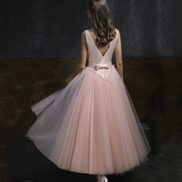 Pink satin tulle short prom dress evening dress - Thumbnail 2