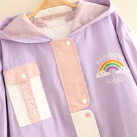 Harajuku Rainbow Love Embroidered College Wind Loose Casual Jacket - Thumbnail 4