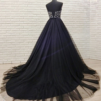 2019 Black Tulle Sweetheart Neck Sequined Long Senior Prom Dress, Party Dress,630 - Thumbnail 1