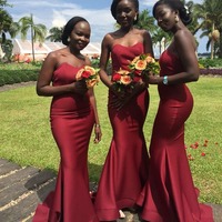 Sexy Mermaid Strapless White Satin Bridesmaid Dresses,Maid of Honor Dresses - Thumbnail 2