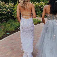 Sparkly Sexy Mermaid White Sequins Prom Evening Dresses,Formal Party Dresses - Thumbnail 1