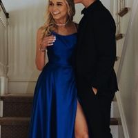 SP1235,Gorgeous Straps Royal Blue Long Prom Dress with Slit,Spaghetti Straps Evening Dresses with Cross Back - Thumbnail 1