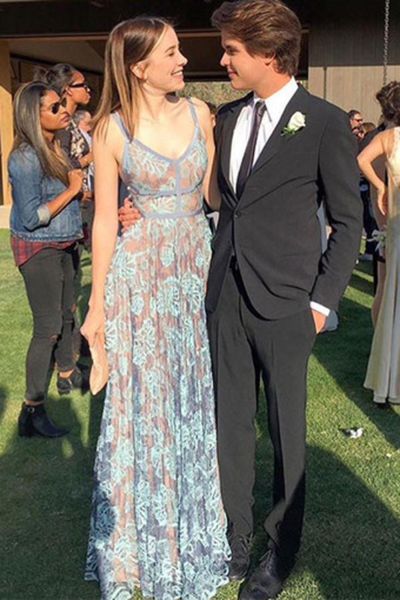 SP1237,Spaghetti Straps Long A-line Lace Prom Dresses,Women Dresses,Graduation Dresses,Blue Prom Dresses For Teens