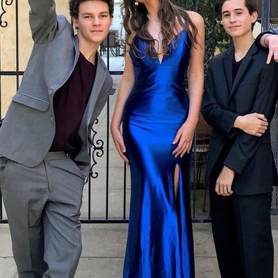 Sp1239,royal blue spaghetti straps mermaid prom dresses with side slit