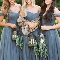 SP1246,Grey Tulle Off the Shoulder Bridesmaid Dresses,Sheath Sweetheart Long Bridesmaid Dresses,Wedding Party Gown - Thumbnail 1