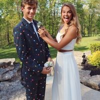 SP1248,Ivory Two Piece Sleeveless Spaghetti Straps A-Line Prom Dress - Thumbnail 1