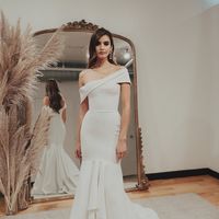 SP1265,Unique Mermaid Ivory Wedding Dresses,Off the Shoulder Bridal Dresses - Thumbnail 1