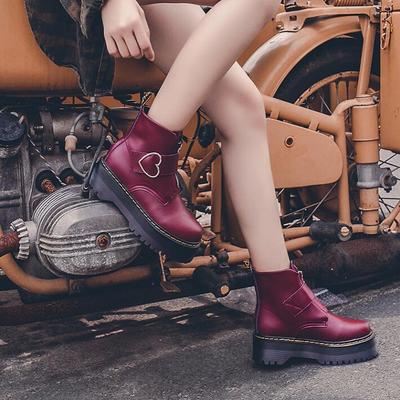 Wedge pink heart ankle boots