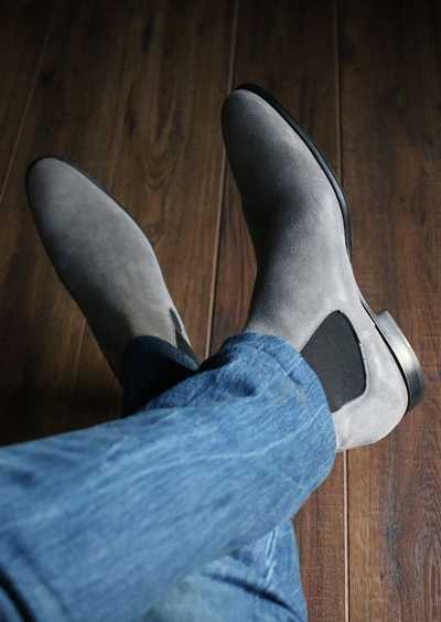 Handmade Gray Suede Chelsea Boot Men's Dress Designer Oxford Boot