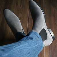 Handmade Gray Suede Chelsea Boot Men's Dress Designer Oxford Boot - Thumbnail 4
