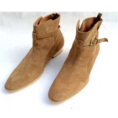 Handmade Beige Suede Jodhpurs Ankle Boot Men's Dress Designer Oxford Boot