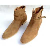 Handmade Beige Suede Jodhpurs Ankle Boot Men's Dress Designer Oxford Boot - Thumbnail 4