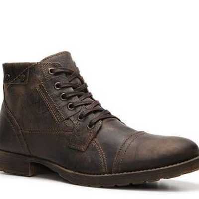 Handmade brown vintage leather boot men's dress designer cap toe lace up boot - Thumbnail 3