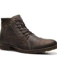 Handmade Brown Vintage Leather Boot Men's Dress Designer Cap Toe Lace Up Boot - Thumbnail 1