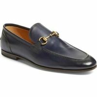 Men Stylish Navy Blue Leather Loafer Shoes, Moccasin Shoes for Men, Slip ons - Thumbnail 4