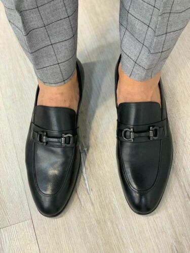 Classy Black Leather Moccasin Shoes for Men, Men Black Leather Loafer Shoes
