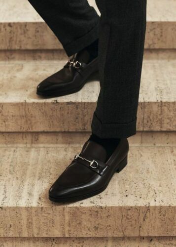 Handmade Black Leather Moccasin Shoes for Men, Men Dress Shoes