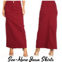 BURGUNDY LONG DENIM SKIRT Sale-2
