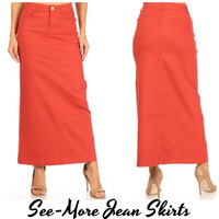 TERRA COTTA LONG DENIM SKIRT Sale - Thumbnail 2
