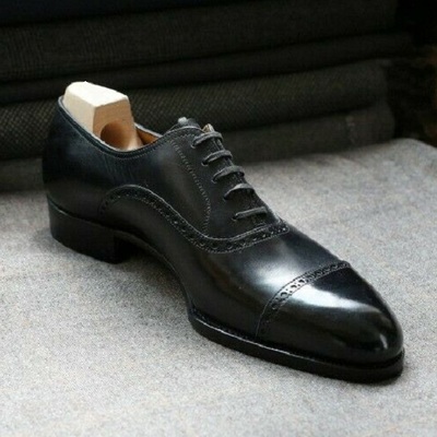Mens handmade captoe oxford shoes mens black dress casual shoes
