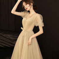 Cute v neck tulle long prom dress evening dress - Thumbnail 2