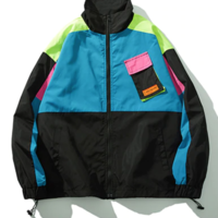 80s COLOR BLOCK PATCH WORK WINDBREAKER JACKET - Thumbnail 2