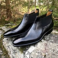 Luxury Cheap Price Black Chelsea Leather Adult Boot,Handmade Hiking Men's Boot - Thumbnail 1