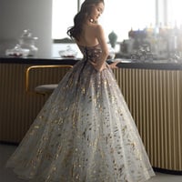 A line tulle long prom gown formal dress - Thumbnail 3