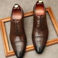 Mens HandMade captoe Oxford shoes Mens Brown Dress shoes - Thumbnail 3