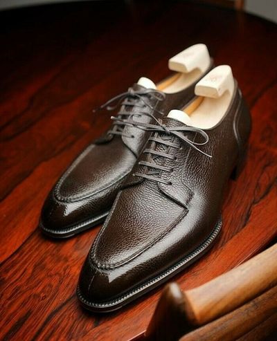 Handmade Leather split toe Derby Brown shoes for men cowHide leather shoes