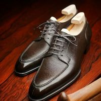 Handmade Leather split toe Derby Brown shoes for men cowHide leather shoes - Thumbnail 4