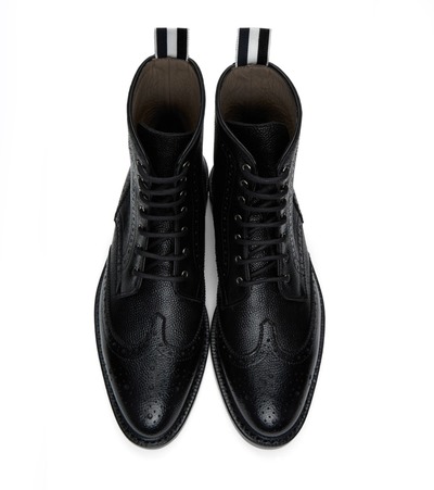 Handmade Black Ankle Wing Tip Pebbled Leather Lace Up Oxford Shoes