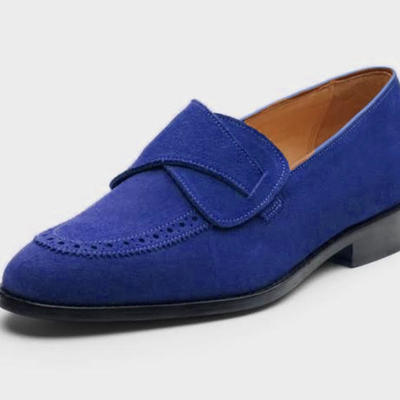 Men's blue suede oxfords moccasin shoes loafer collection for mens - Thumbnail 4