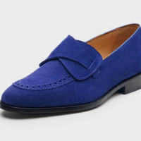 Men's Blue Suede Oxfords Moccasin Shoes Loafer Collection For Mens - Thumbnail 1