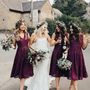 Charming A Line V Neck Burgundy High Quality Lace Short Bridesmaid Dresses-1