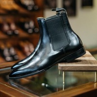 Handmade Black Chelsea Leather Ankle Boot,Dress Boot - Thumbnail 4