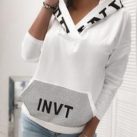 Women Leopard Print Letter Casual Long-Sleeved Hooded Sweater - Thumbnail 1