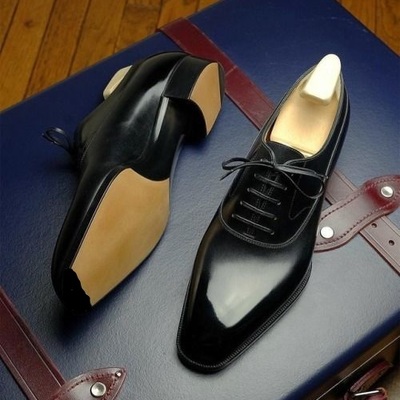 Decent black handmade genuine leather office mens lace up shoes - Thumbnail 5