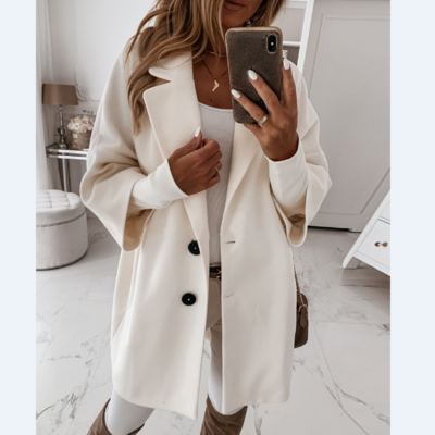 Long sleeve women loose button pocket coat