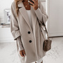 Long Sleeve Women Loose Button Pocket Coat-3