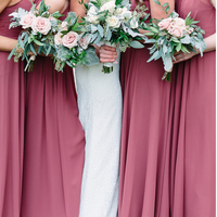 Simple Elegant A Line Sweetheart Spaghetti Straps Cinnamon Rose Chiffon Bridesmaid Dresses for Spring Wedding - Thumbnail 1