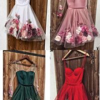 SP1294,Green V Neck 3D Applique Short Prom Dress,Long Sleeves Homecoming Dress,Sweetheart A-line Graduation Dresses  - Thumbnail 1