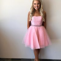 SP1304,Charming Prom Dress,Pink Tulle Prom Dresses,Short Homecoming Dress,Elegant Prom Gowns - Thumbnail 1