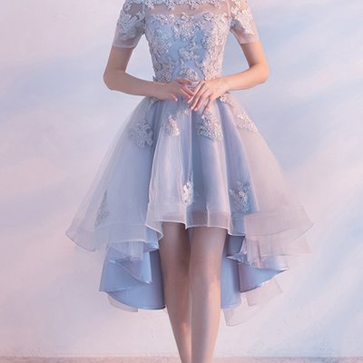 Sp1267,light blue off the shoulder lace homecoming dresses,short high low prom hoco dress