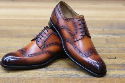 Luxury Two Tone Wingtip Bespoke Wedding Shoes,Leather Lace Up Brogue Handmade Shoes