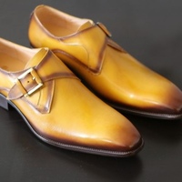 New Handmade Two Tone Single Monk Strap Leather Men's Formal Shoes - Thumbnail 1