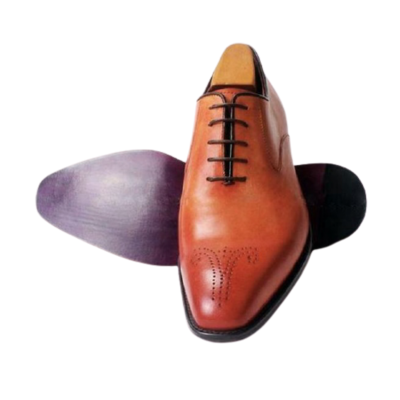 Men handmade tan brogue shoes, men’s leather lace up shoes, mens shoes