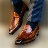 Men’s Handmade Brown Slip on Shoes, Handmade Men Brown Formal Dress Shoes - Thumbnail 1