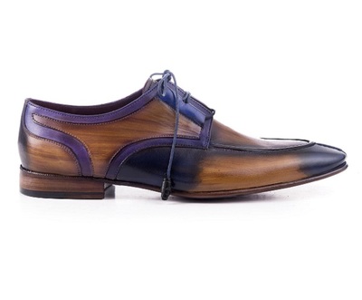 Men Rounded Split Toe Men's Multi Color Genuine Leather Lace Up Burnished Handmade Shoes