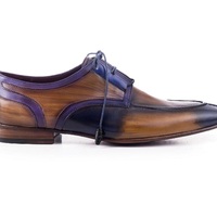 Men Rounded Split Toe Men's Multi Color Genuine Leather Lace Up Burnished Handmade Shoes - Thumbnail 3